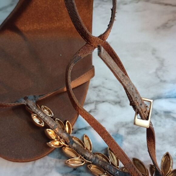 Valerie Stevens Brown Fabric & Rhinestone Stiletto Heels Leather Soles Size 8.5 - Picture 7 of 11